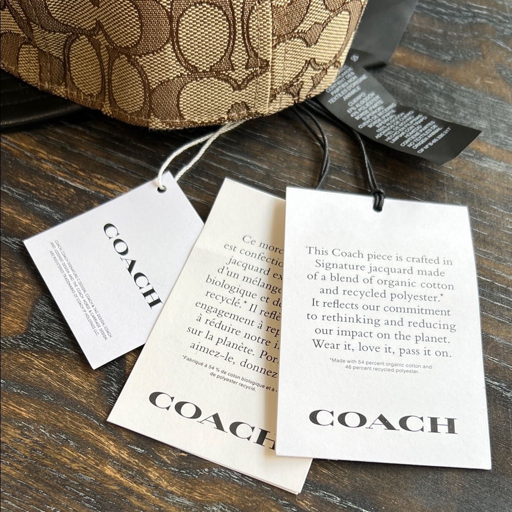 Coach Tan and Brown Signature C and Leather Cap - Picture 2 of 6